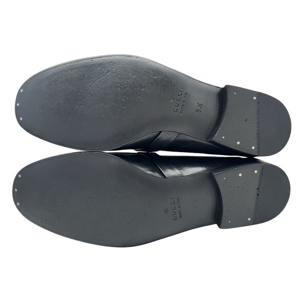 $1190 Gucci Mens GG Silver Horsebit Black Dress Shoes Bit Loafers UK 9.5 US 10.5 - Picture 8 of 11